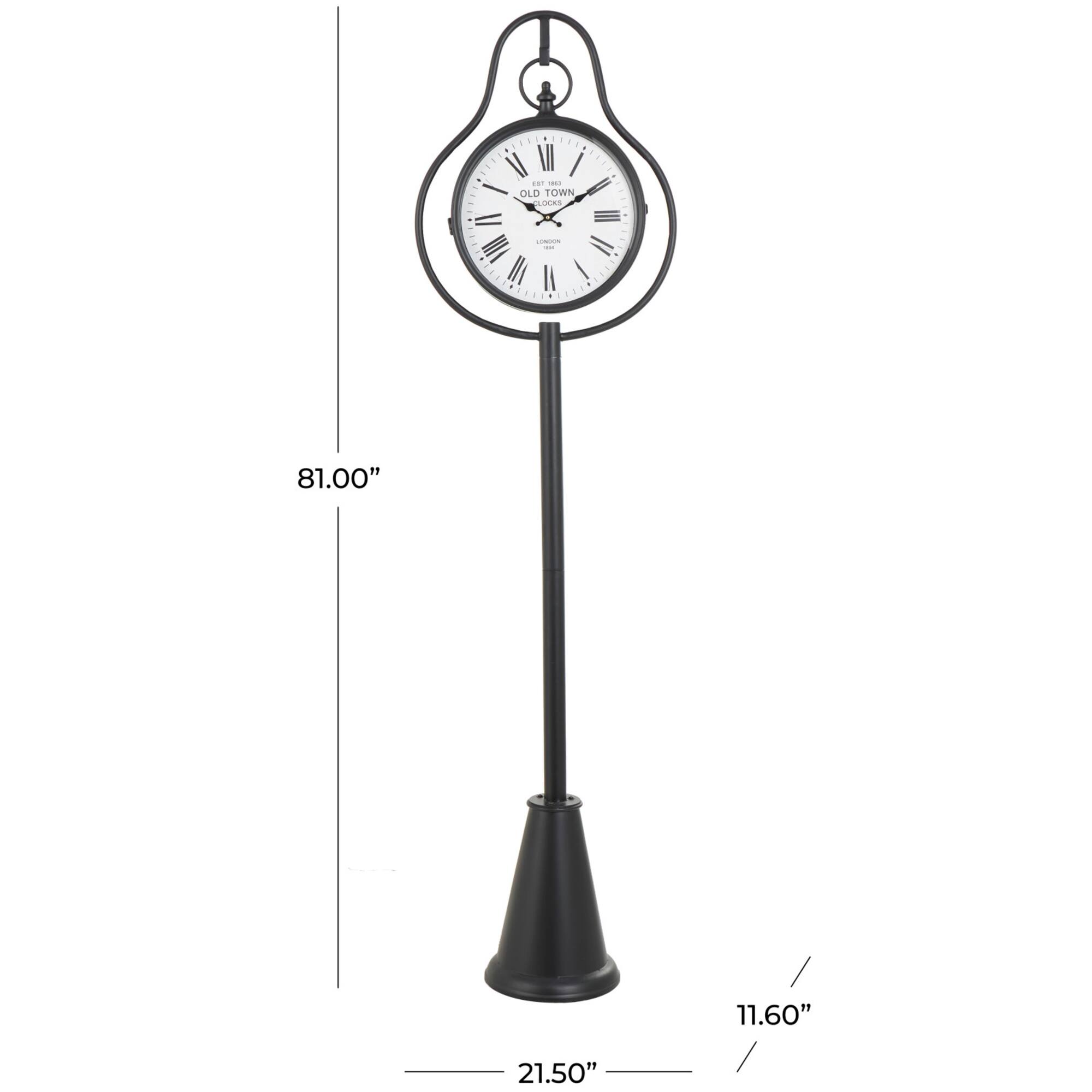 6.75ft. Black Metal Clock